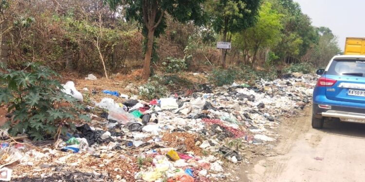 ದೇವನಹಳ್ಳಿ: ಹೆದ್ದಾರಿಯುದ್ದಕ್ಕೂ ಕಸದ ರಾಶಿ